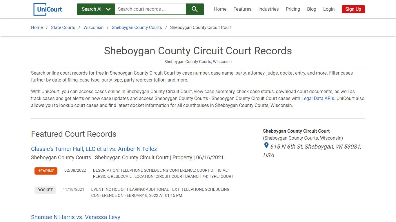 Sheboygan County Circuit Court Records | Sheboygan | UniCourt